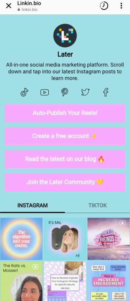 Instagram bio idea 3: Sử dụng đường dẫn trên bio cho phép tạo landing page với vô hạn đường link
