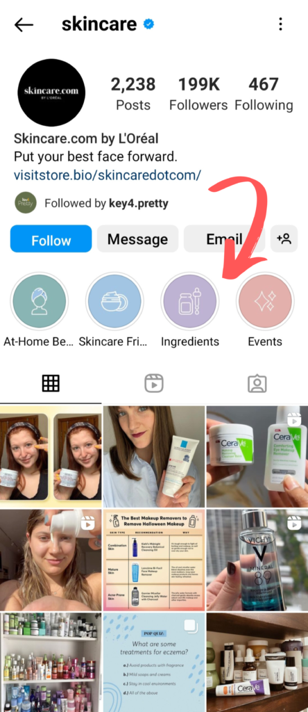 Instagram bio idea 8: Sử dụng Instagram stories highlights